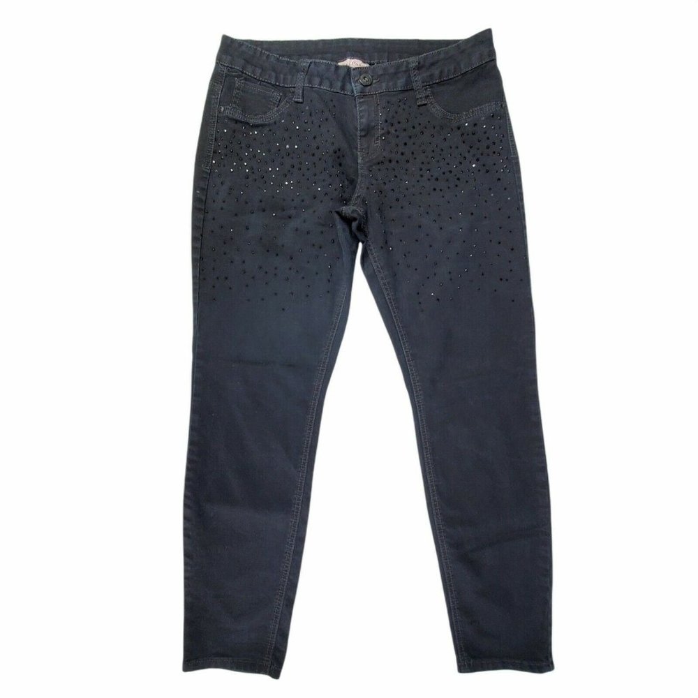 Red Camel Juniors Jeans Size 15 Black Premium Denim Rhinestone Button 5 Pocket